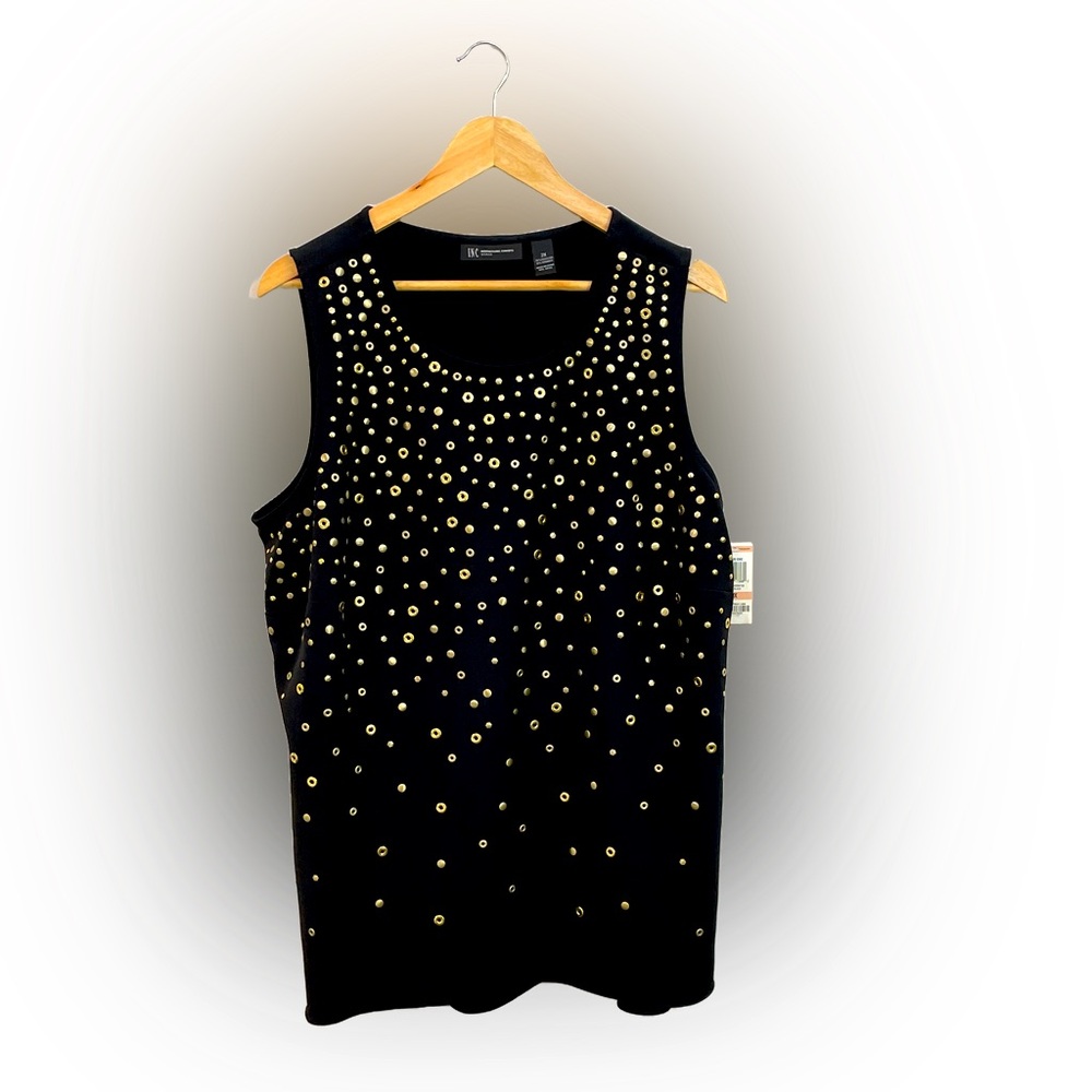 Inc International Concepts Gold Studded Black Hi-Lo Top 2X